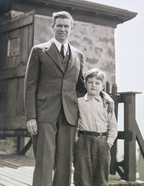 Norman Brooks with his father, Charles Brooks, director of Harvard Blue Hill Observatory and founder of the American Meteorological Society, around 1935. Photo courtesy of Norman Brooks family