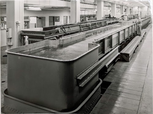 The newly built 40-meter flume in the Keck Hydraulics Lab. Caltech Archives Photo