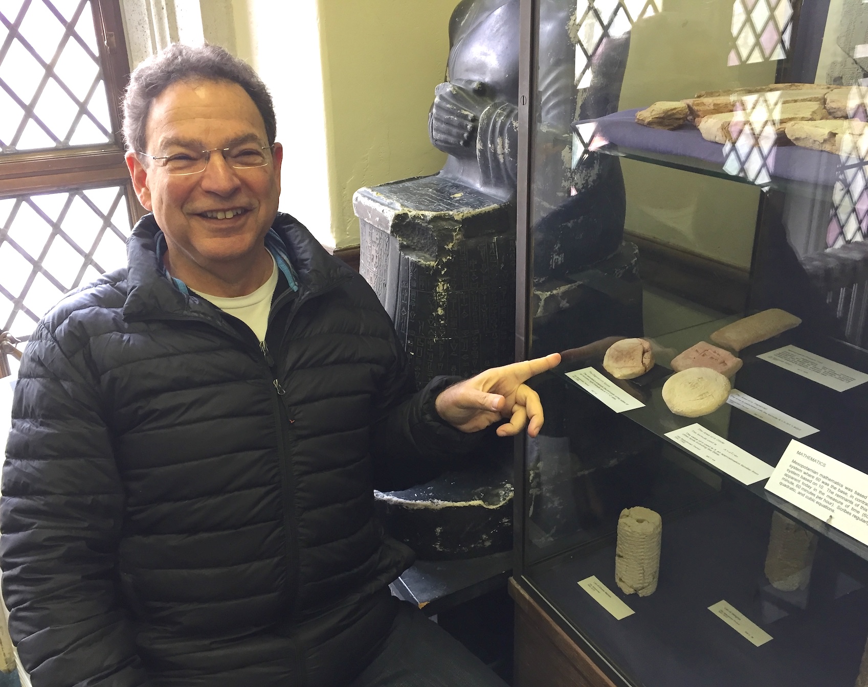 Visiting the Yale Babylonian Collection in 2018 to get up close and personal with “my favorite tablet—the square root of 2 written in base –60.” Photo courtesy of Shuki Bruck