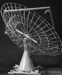 Model of 90-foot diameter radio telescope at Owens Valley