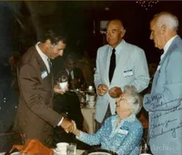Mabel Beckman greeting George Deukmejian