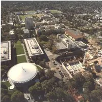 Aerial view of the campus during the construction of Beckman Institute