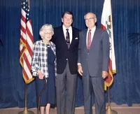 Arnold and Mabel Beckman with Ronald Reagan
