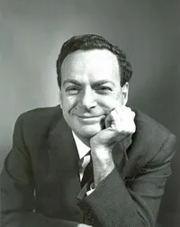 Richard Feynman, chin on hand