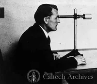 Charles C. Lauritsen with electroscope he developed for measuring X rays