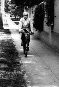 Max Delbruck riding a bike