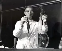 Arie Haagen-Smit doing an experiment