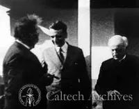 Einstein with Theodore von Karman and a local priest