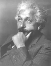 Einstein portrait, chin in hand
