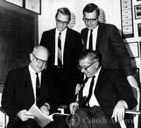Front: William Fowler and Fred Hoyle; rear: Donald Clayton and Robert Wagoner
