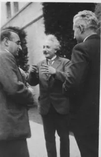Einstein on campus with Walther Mayer and an unidentified man