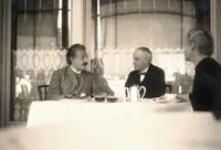 Einstein, Robert Millikan and Mme. Curie in Geneva