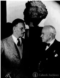 Clark and Robert Millikan standing in front of a bust of Einstein