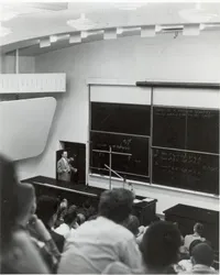 Richard Feynman giving a demonstration lecture