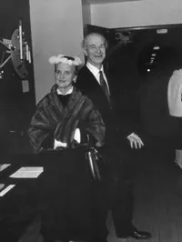 Linus Pauling with his wife at the dedication of Church Lab