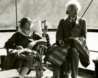 Einstein and Elsa on boat off Long Beach