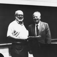 William A. Fowler with Hans Bethe in Cambridge, England