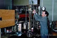 Norman Davidson in his area in Gates Lab