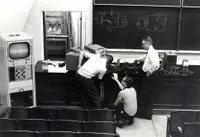 H. Victor Neher with students in classroom