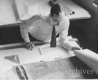 Wayne Saverign working on the design for Kerckhoff II