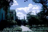 View of biology buildings, looking south along Wilson Avenue.