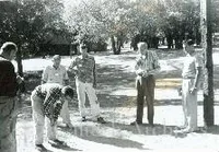 A croquet match at Freshman Camp