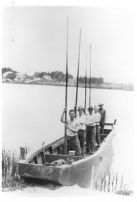The winners of the boat race at Military Camp in Monterey
