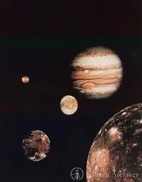 Jupiter and its four planet-size moons, called the Galilean satellites