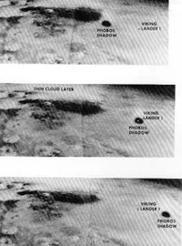 Photos of an experiment to locate the position of Viking Lander 1