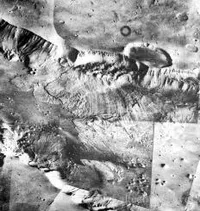 Huge equatorial canyon on Mars known as Valles Marineris--Mariner Valley