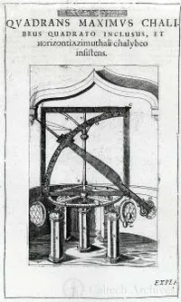 Great steel quadrant confined in a square and standing on an azimuth horizon of steel, from Tycho Brahe, Astronomiae Instauratae Mechanica