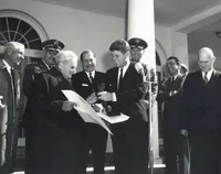 President John F. Kennedy presenting National Medal of Science to Theodore von Karman