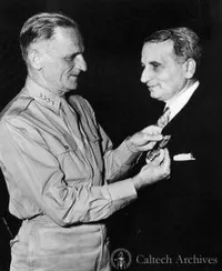 Theodore von Karman receiving the Medal of Merit from General Carl Spaatz