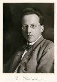 Erwin Schrodinger portrait with signature