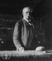 H. Helmsholtz standing in front of a blackboard
