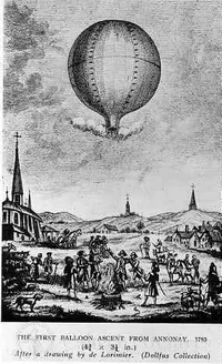 The first balloon ascent from Annonay, 1783