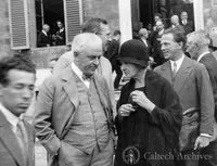 Robert Millikan, Marie Curie and Werner Heisenberg at Nuclear Physics Congress, Rome, 1931.