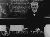 H. A. Lorentz standing before a blackboard