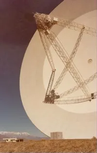 130-foot dish dwarfing the Mayer Control Center
