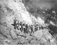 Workers on trail up Mount Wilson