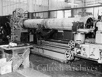 12′ section of 17-inch shock tube in lathe